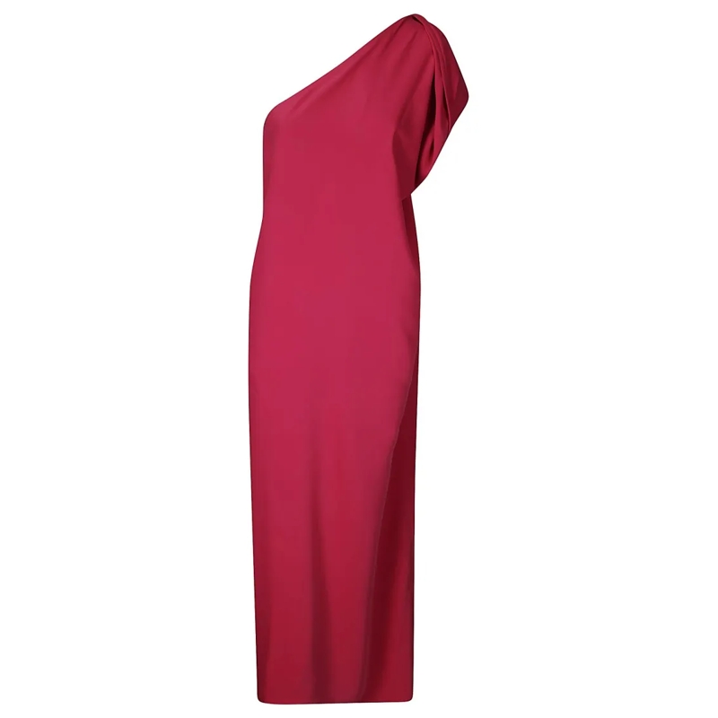 P.A.R.O.S.H. Robe midi One-Shoulder Crossover Maxi Dress With Side Slit Red