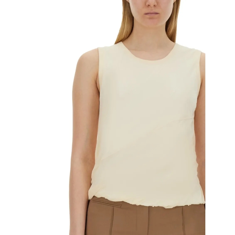 Helmut Lang Bluse Relaxed Fit Cotton Tank Top With Frayed Hem Neutrals (Image 4)
