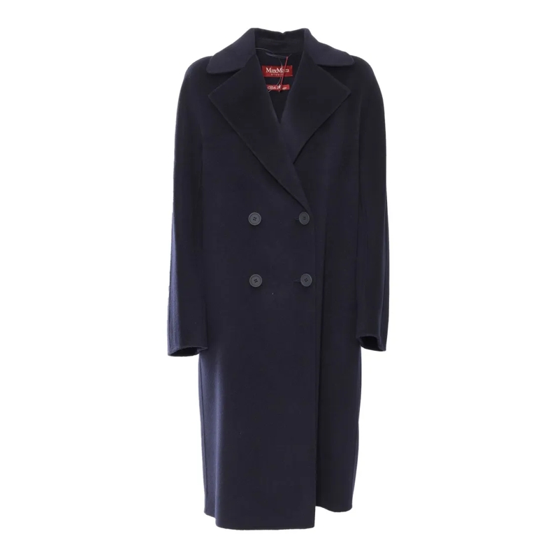 Max Mara Manteau de transition Mid-Length Blue Double-Breasted Coat With Notched  Blue