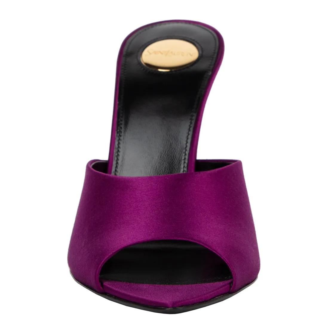 Thumbnail - Saint Laurent Sandalen - Goldie Mules In Satin Crepe Purple - Gr. 37,5 (EU) - in Lila - für Damen