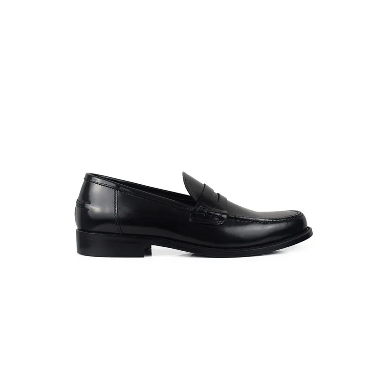 Alberto Mocassin Shiny Black Calfskin Leather Loafers Black