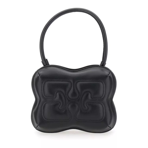 GANNI Butterfly' Black Handbag With Logo Detail In Leath Black Sac à bandoulière