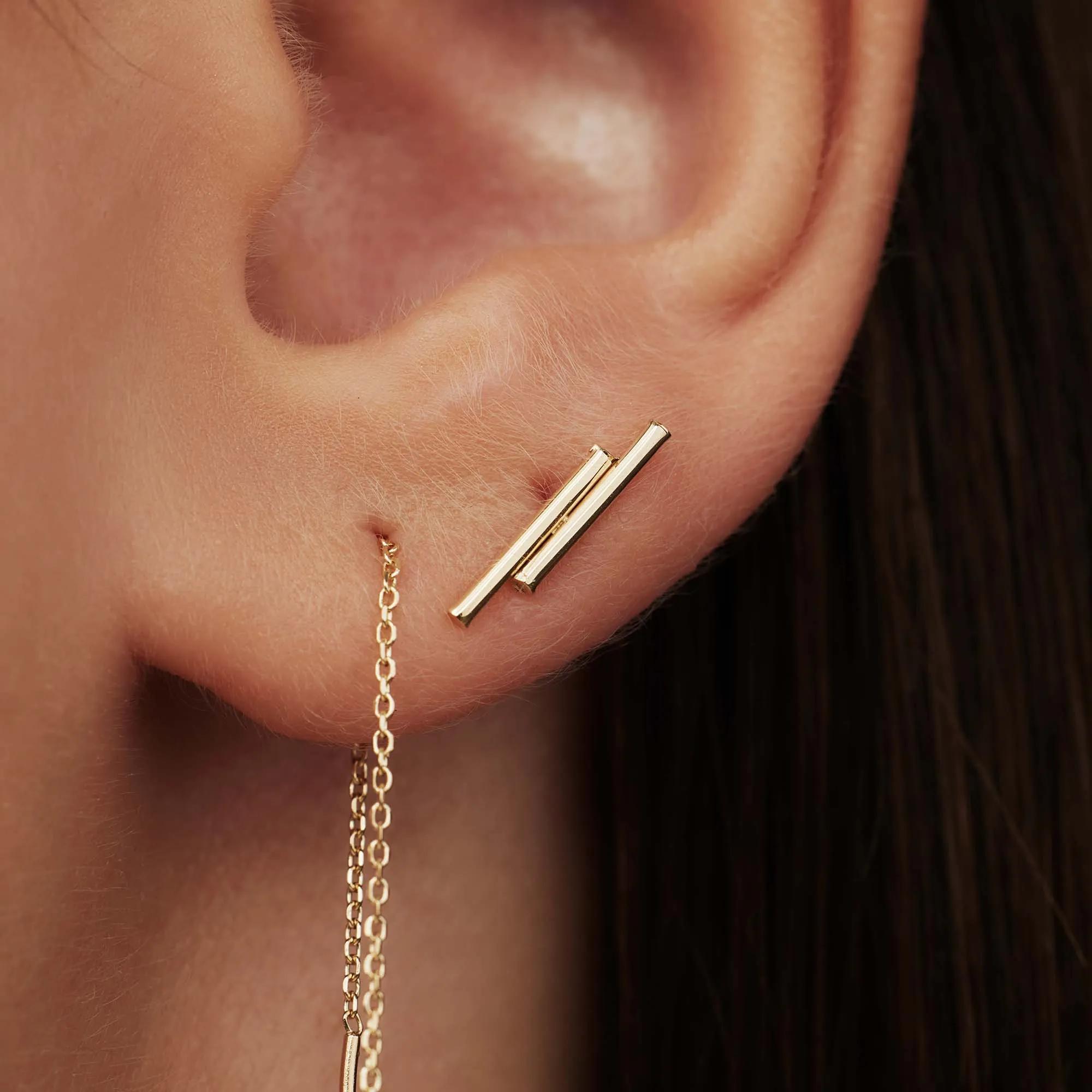 Thumbnail - Isabel Bernard Ohrringe - Le Marais Barbã¨S 14 Karat Ear Studs With Rods - Gr. unisize - in Gold - für Damen