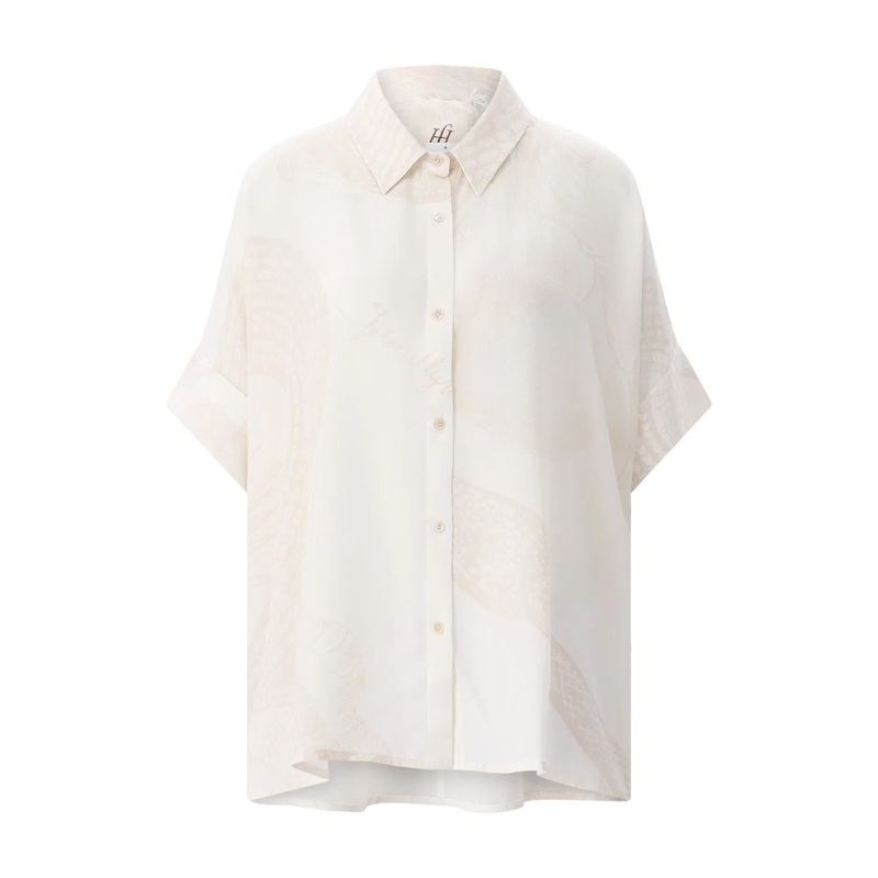 Friendly Hunting Bluse Bluse aus Seide weiß