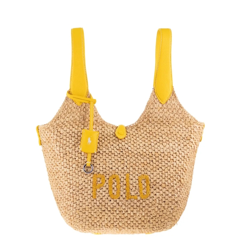 Polo Ralph Lauren Tote Tote Polo Play In Raffia And Leather Brown
