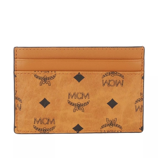 MCM Visetos Original Mini Card Case Cognac Porte-cartes