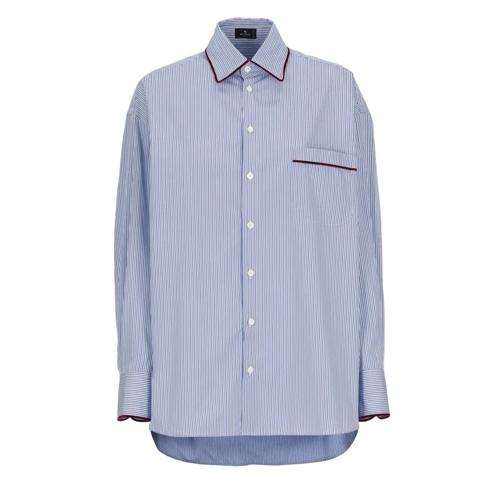 Etro Blue Cotton Shirt Blue Hemden