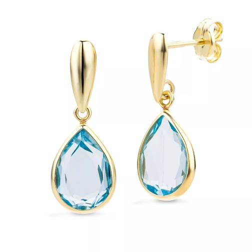 DIAMADA Earrings Blue Topaz "The Magic One" 14KT Yellow Gold Drop Earring
