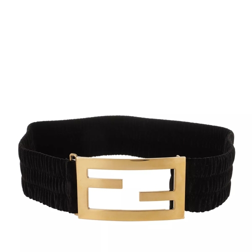 Fendi Ribbon Baguette Logo Belt Black Leather Belt