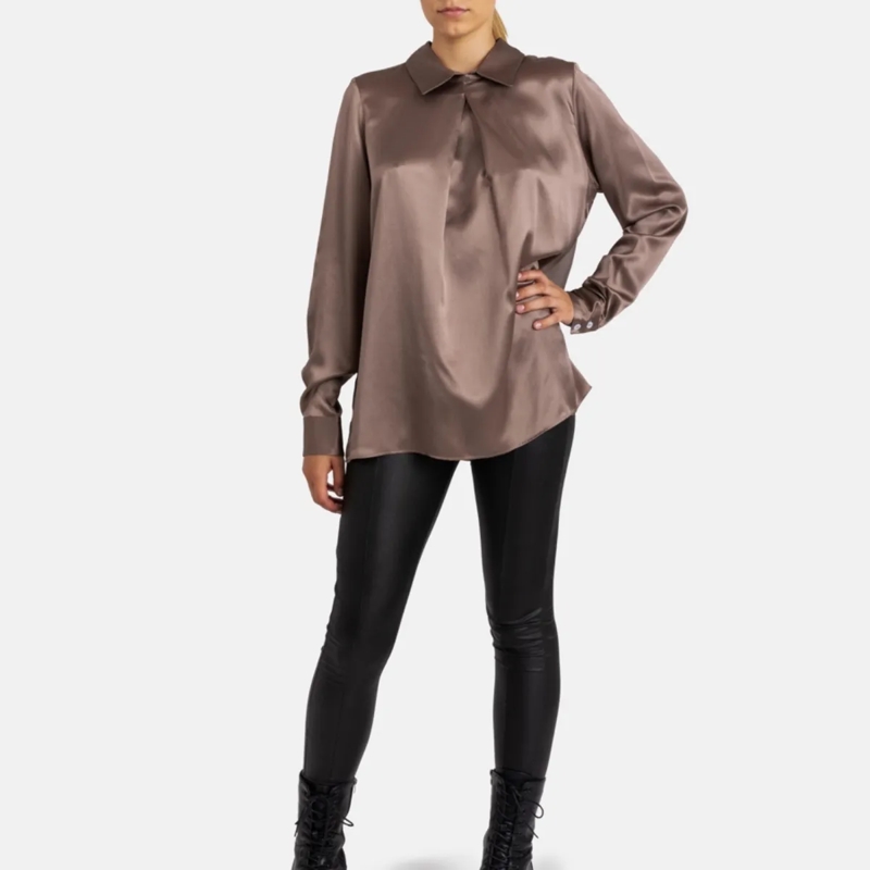 Helene Galwas Bluse Seidenbluse HELGA hell-braun(Image 2)