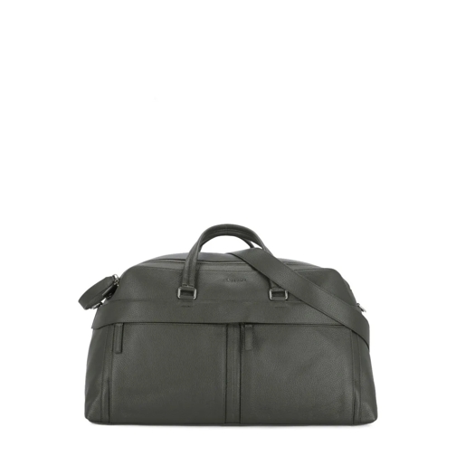 Orciani Weekender Micron Pebbled Leather Duffel Bag Green