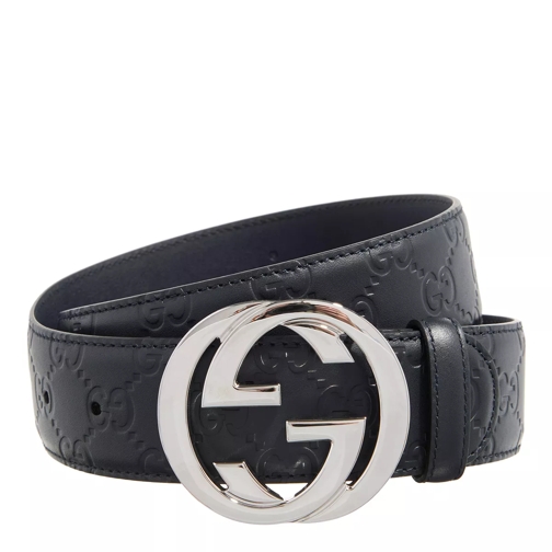 Gucci Signature Embossed Belt Black Leren Riem