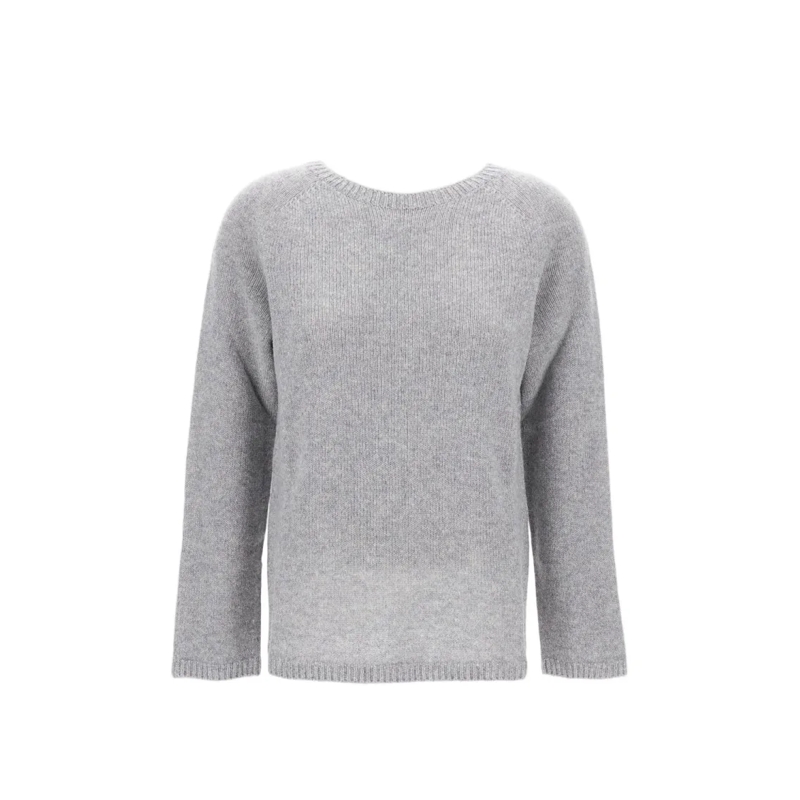 Max Mara Pullover Crew Neck Cashmere Blend Pullover Grey