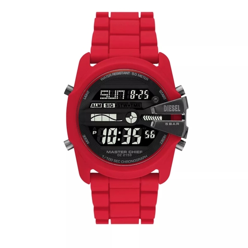 Diesel Master Chief Digital Silicone Watch Red Chronograph