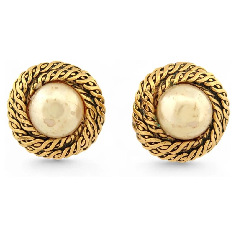 Chanel Ohrstecker VINTAGE CHANEL RUNDÃ–RER 1984 PERLEN GOLDMETALL CL gold