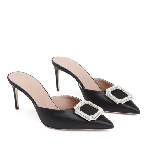 Malone Souliers Mona 70 Black Satin Mules Black Mule