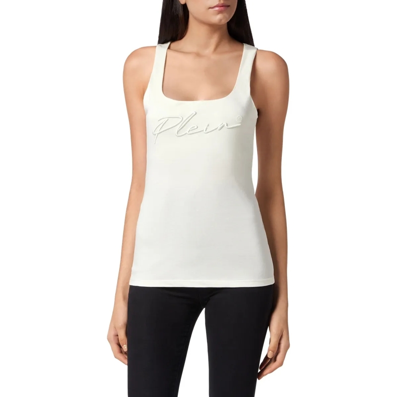 Philipp Plein Top Tanktop Signature creme(Image 3)