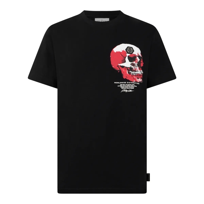 Philipp Plein T-Shirt Roundneck T-Shirt Puffy Red Skull Skull schwarz