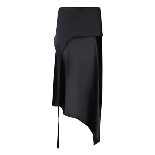 Ssheena Asymmetric Design Midi Skirt Black 