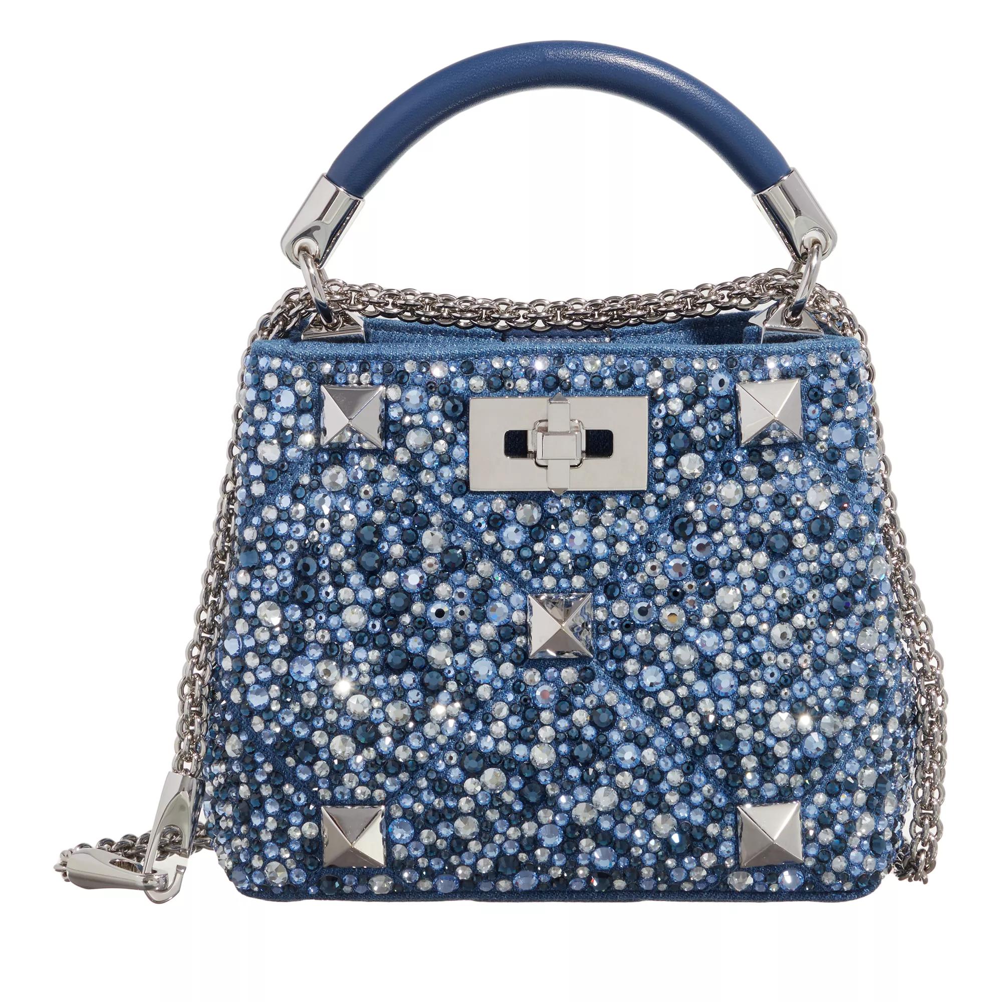 Valentino Garavani Satchel Bag - Casual Style Denim Studded Bag - Gr. unisize - in Blau - für Damen