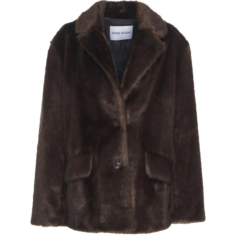 Stand Studio Veste de transition Faux fur jacket 'Evyn' braun