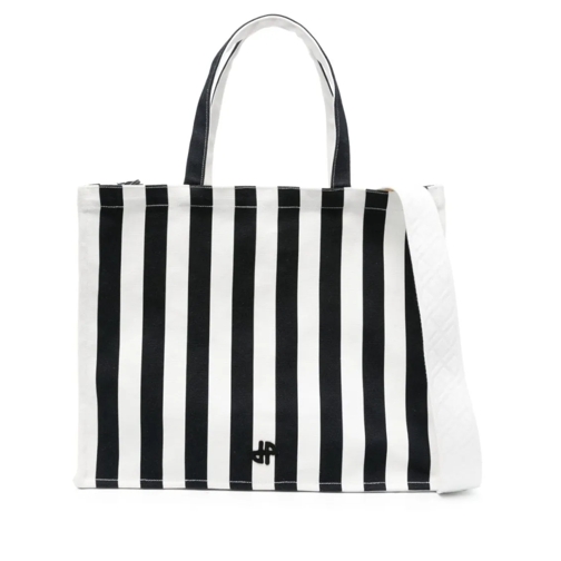 Patou Fourre-tout White/Black Cotton Canvas Bag With Striped Print White