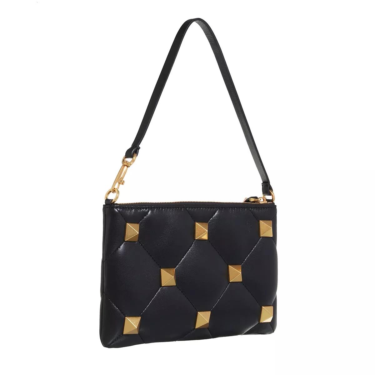 Valentino Garavani Zwarte lamsschoudertas met metalen studs Black Dames