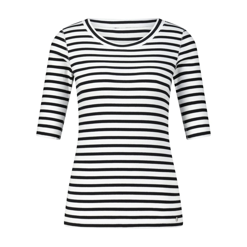 Marc Cain Top T-Shirt mit Streifen Weiß