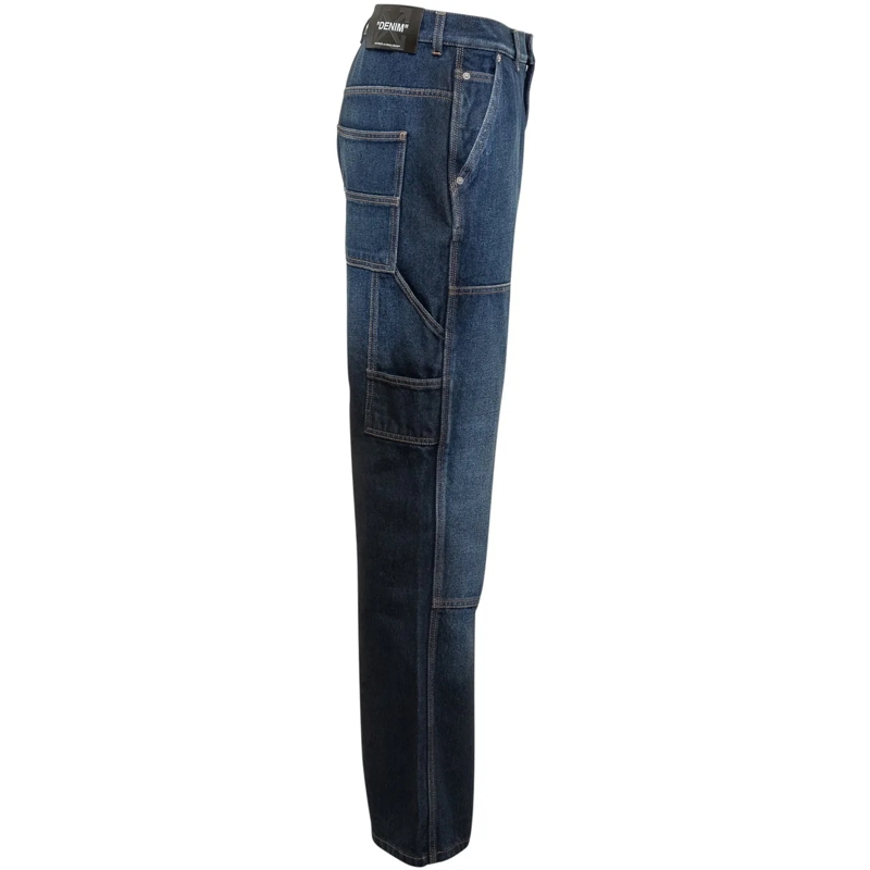 Off-White Boyfriend-Jeans Jeans Off-White a Gamba Larga in Denim Blu blau(Image 3)