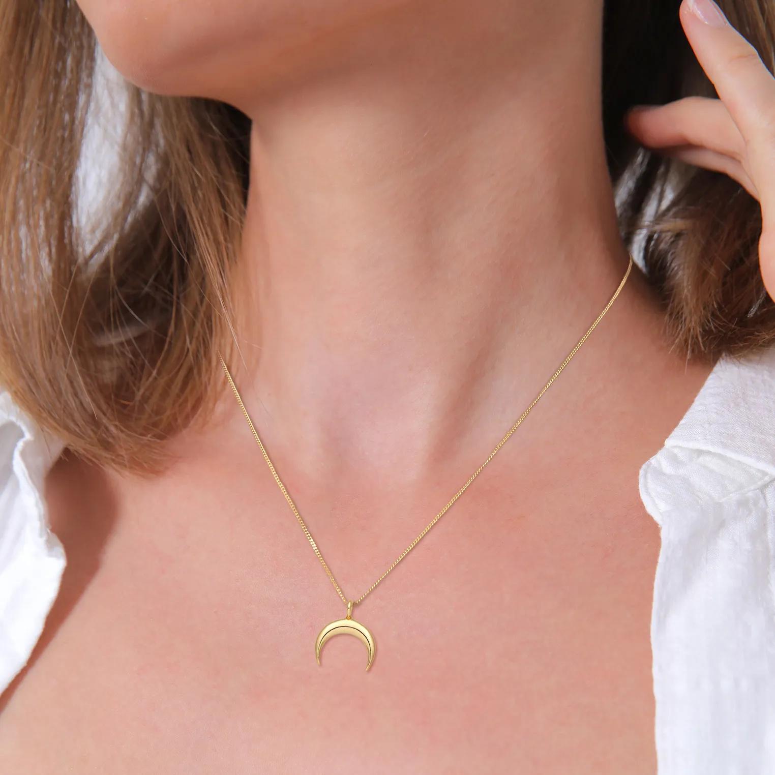 Thumbnail - Elli Halsketten - Halskette Panzerkette Halbmond Sichel Astro 375 Ge - Gr. unisize - in Gold - für Damen