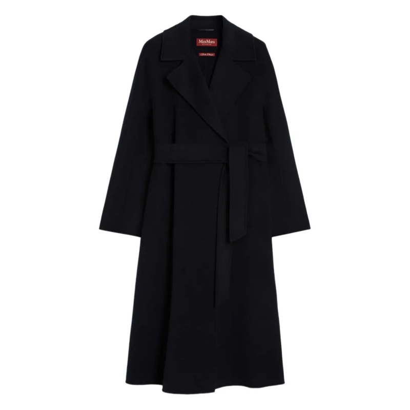 Max Mara Overgangsmantel Midi Wrap Coat With Tailored Silhouette Black