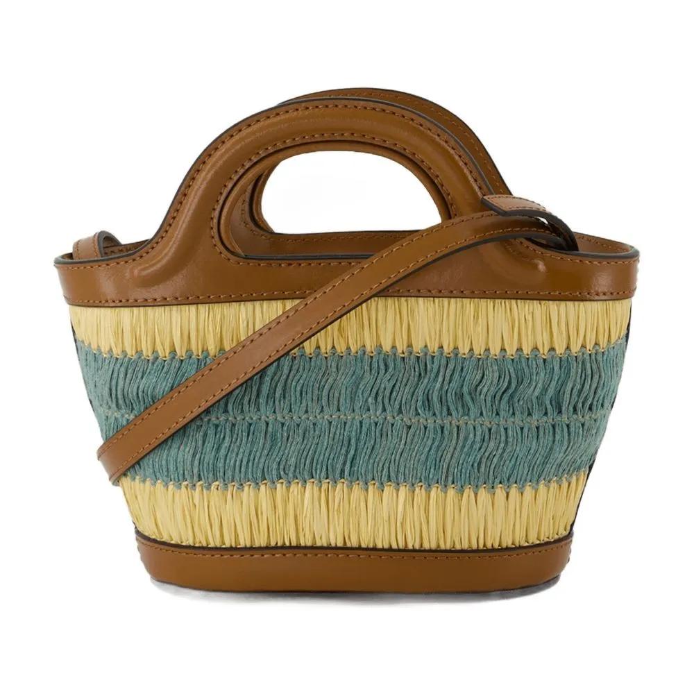 Marni Totes & shoppers Tropicalia Micro Shopping Bag Raphia Brown in bruin