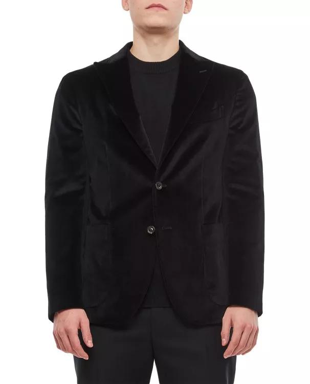 Thumbnail - Boglioli - Single Breast Velvet K-Jacket - Größe 54 - schwarz