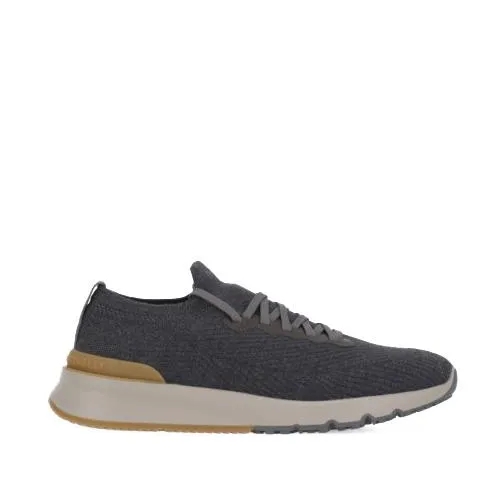 Brunello Cucinelli Grey Wool Knitted Sneakers Black Low-Top Sneaker