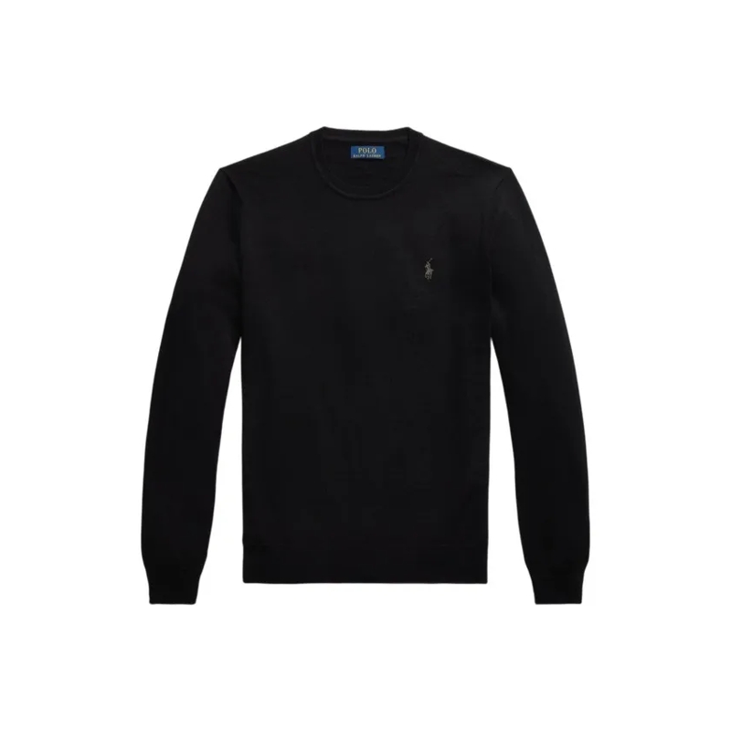Polo Ralph Lauren Pullover Crew Neck Black Wool Sweater Black