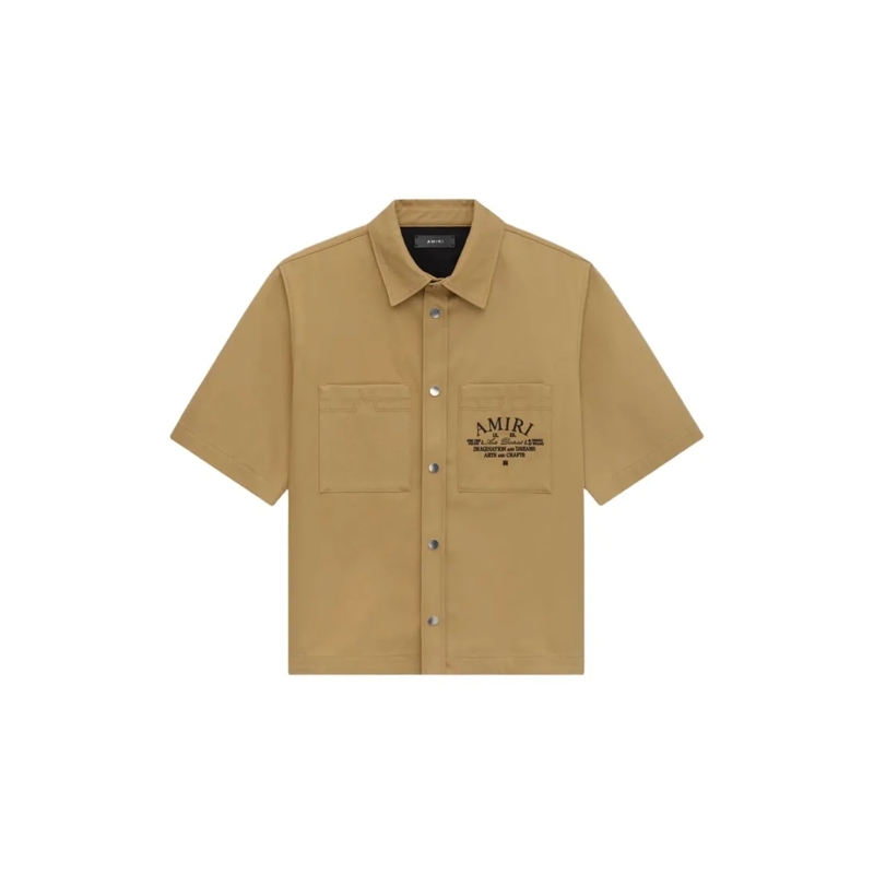 Amiri Hemd Boxy Cropped Brown Shirt With Snap Button Closure  Neutrals