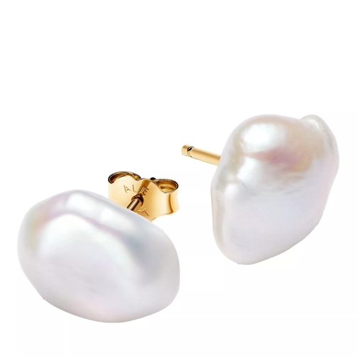 Pandora 14k Gold-plated stud earrings with baroque treated White Ohrstecker