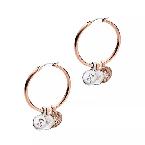 Emporio Armani Hoop Earrings Logo Rosegold Hoop
