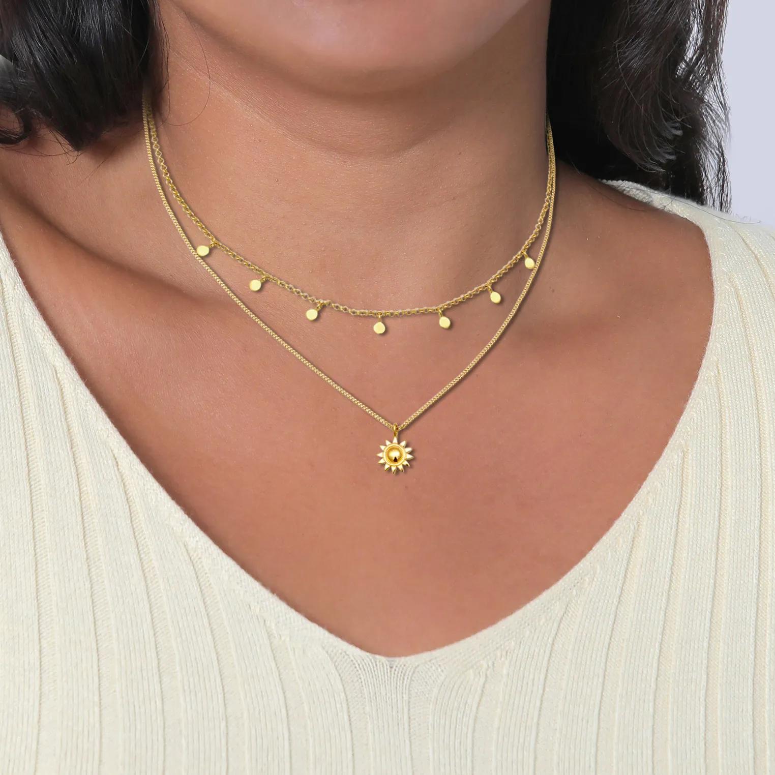 Thumbnail - Elli Halskette - Necklace Elli Layer Necklace Women Sun Pendant Lin - Gr. unisize - in Gold - für Damen