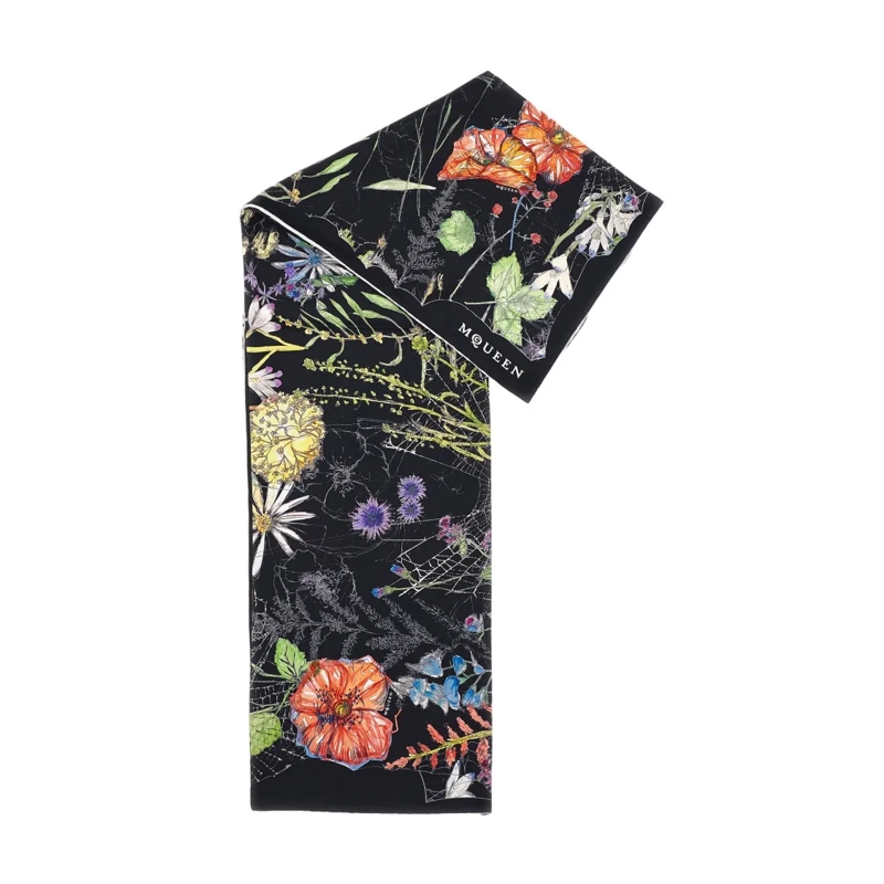 Alexander McQueen Écharpe légère Spider Floral Silk Scarf Multicolor