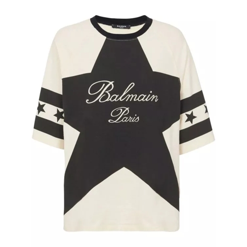 Balmain Signature Stars Multicolor T -Shirt Black 