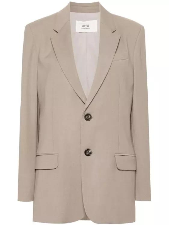 AMI Paris - Taupe Brown Single-Breasted Blazer - Größe 36 - brown