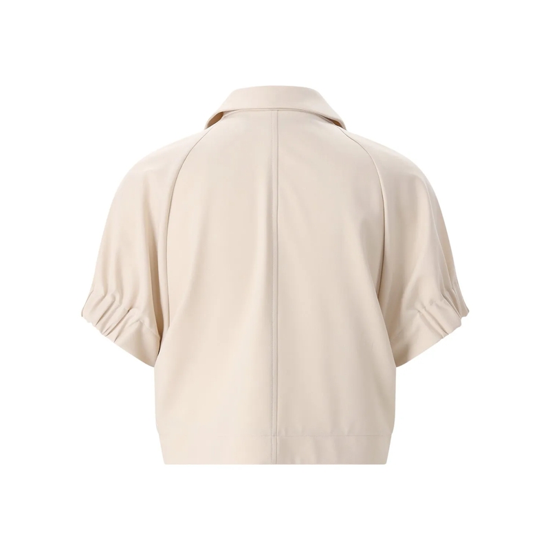 Fabiana Filippi Übergangsjacke Kurzarm-Jacke aus Materialmix beige(Image 3)