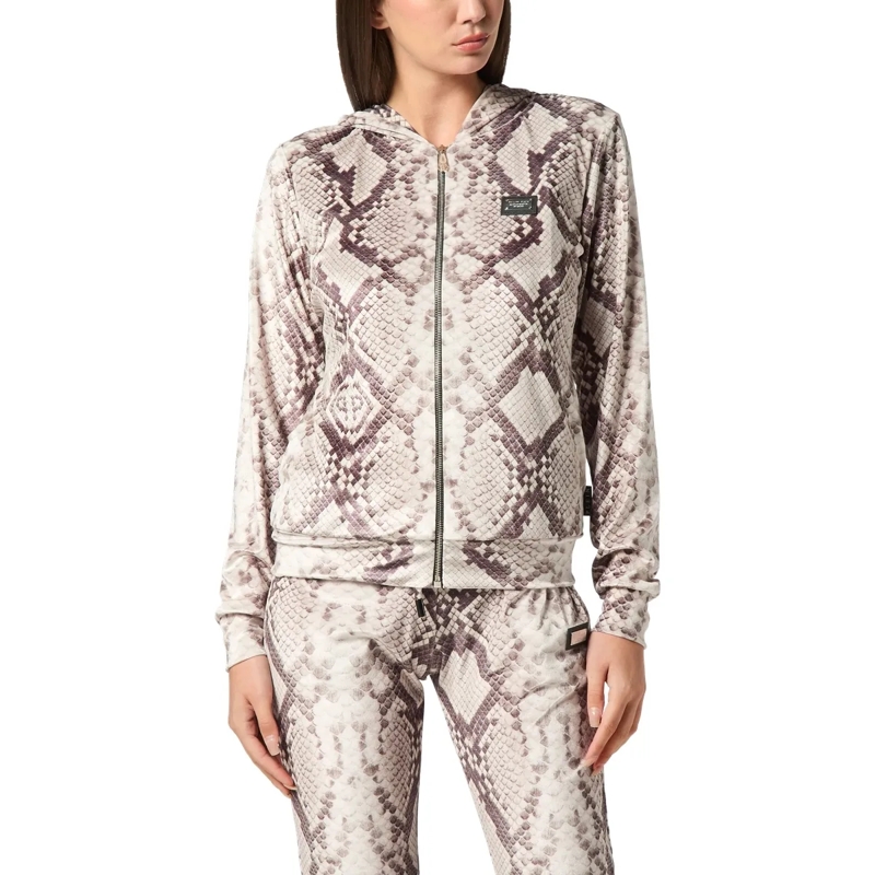 Philipp Plein Daunenjacke Sweatjacke Mit Kapuze Python beige(Image 3)