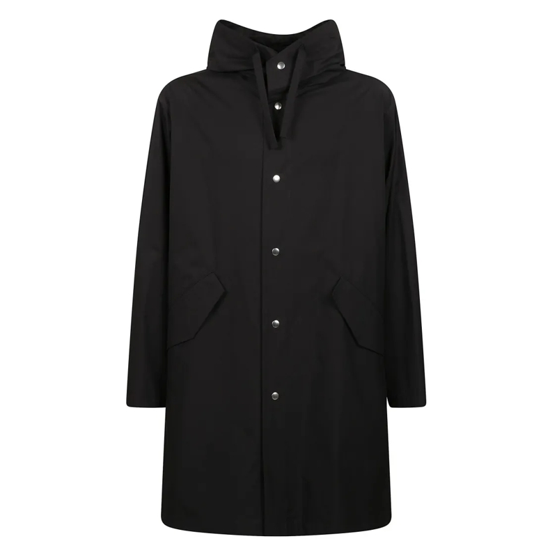 Jil Sander Parka Hooded Parka Jacket With Logo Print Black