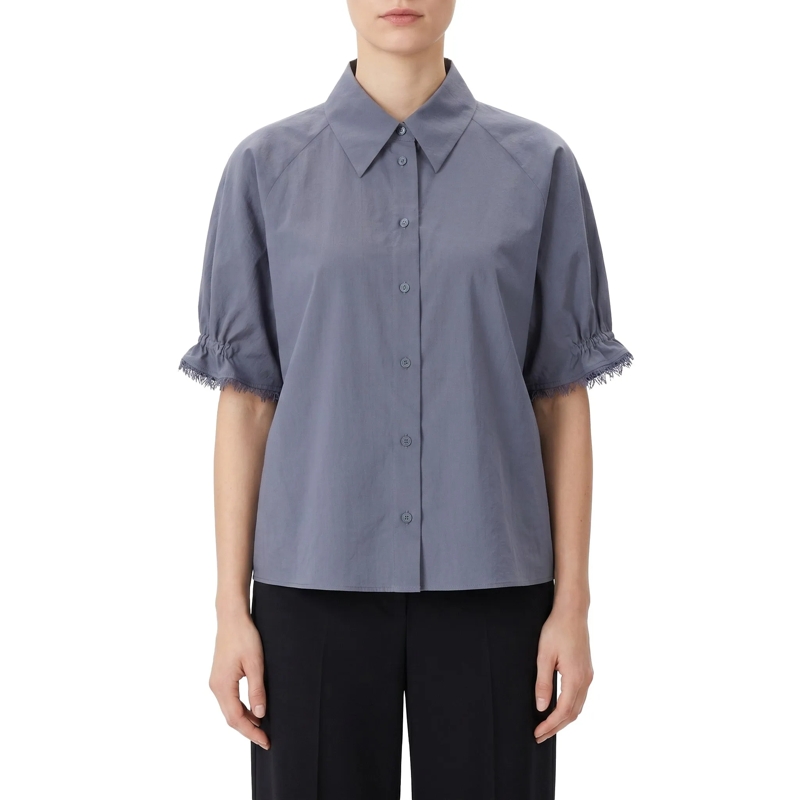 Luisa Cerano Bluse Kurzarmbluse aus Baumwolle blau(Image 2)