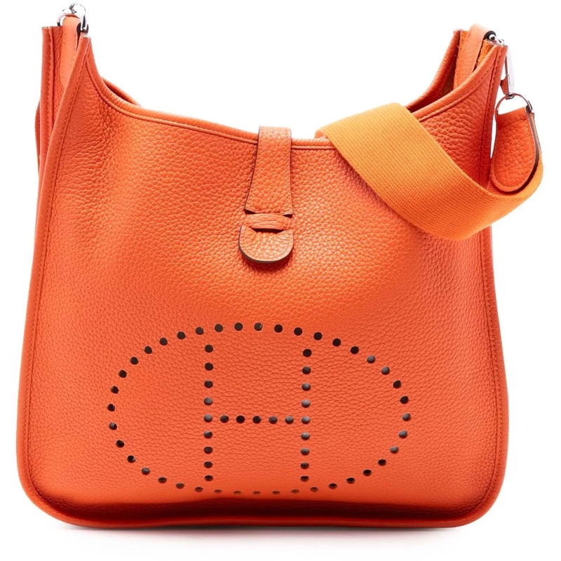 Hermès Schultertasche Clemence Evelyne III GM orange