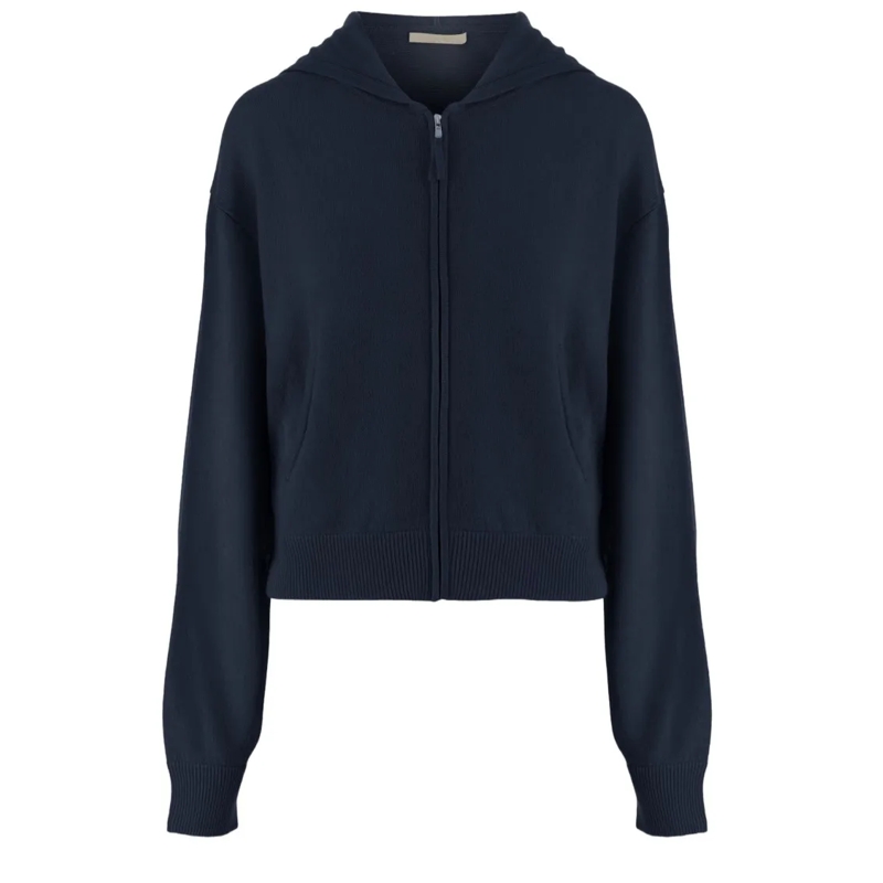 Allude  Navy Wool And Cashmere Knit Sweater Black