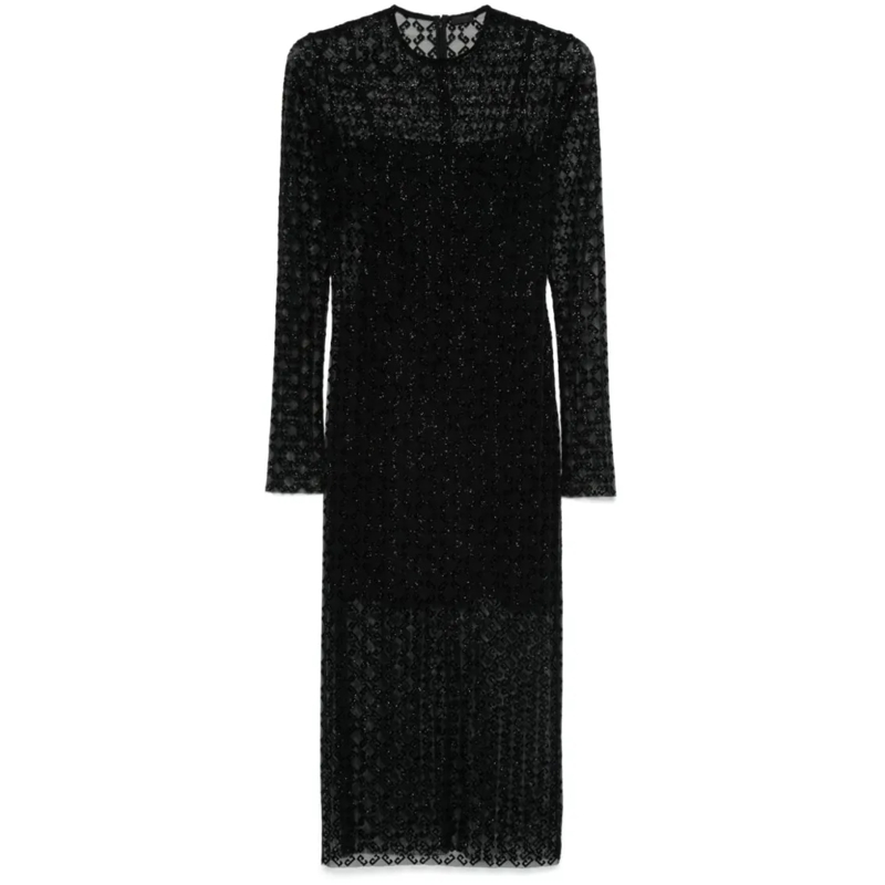 Givenchy Robe midi Sheer Overlay Midi Dress Black