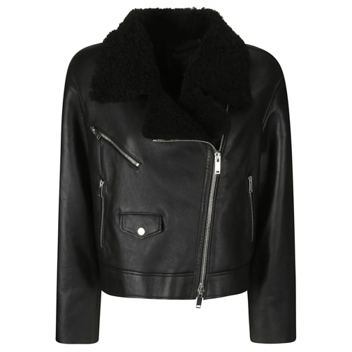 Desa 1972 Lederjacken Jacket With Off-Center Closure Black